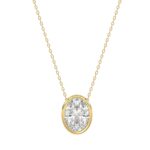 LADIES SOLITAIRE PENDANT 1CT OVAL DIAMOND 14K YELLOW GOLD WITH CHAIN