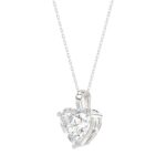 LADIES SOLITAIRE PENDANT WITH CHAIN 1 1/2CT HEART DIAMOND 14K WHITE GOLD - Image 3