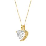 LADIES SOLITAIRE PENDANT WITH CHAIN 1 1/2CT HEART DIAMOND 14K YELLOW GOLD - Image 3