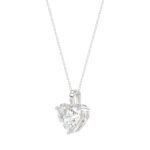 LADIES SOLITAIRE PENDANT WITH CHAIN 1/2CT HEART DIAMOND 14K WHITE GOLD - Image 3
