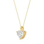 LADIES SOLITAIRE PENDANT WITH CHAIN 1/2CT HEART DIAMOND 14K YELLOW GOLD - Image 3
