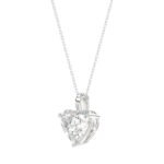 LADIES SOLITAIRE PENDANT WITH CHAIN 1CT HEART DIAMOND 14K WHITE GOLD - Image 3