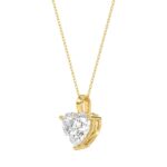 LADIES SOLITAIRE PENDANT WITH CHAIN 1CT HEART DIAMOND 14K YELLOW GOLD - Image 3