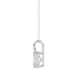 LADIES SOLITAIRE PENDANT WITH CHAIN 2CT EMERALD DIAMOND 14K WHITE GOLD - Image 2