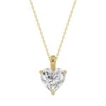 LADIES SOLITAIRE PENDANT WITH CHAIN 2CT HEART DIAMOND 14K YELLOW GOLD