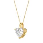 LADIES SOLITAIRE PENDANT WITH CHAIN 2CT HEART DIAMOND 14K YELLOW GOLD - Image 3