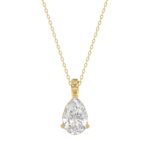 LADIES SOLITAIRE PENDANT WITH CHAIN 2CT PEAR DIAMOND 14K YELLOW GOLD