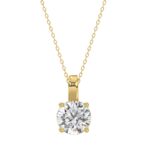LADIES SOLITAIRE PENDANT WITH CHAIN 2CT ROUND DIAMOND 14K YELLOW GOLD