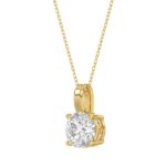 LADIES SOLITAIRE PENDANT WITH CHAIN 2CT ROUND DIAMOND 14K YELLOW GOLD - Image 3