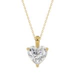 LADIES SOLITAIRE PENDANT WITH CHAIN 3CT HEART DIAMOND 14K YELLOW GOLD