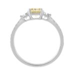 1 1/2CT Elegance Ring 14k Round/Radiant/Trapezoid Diamond White Gold 1.00CT Yellow Radiant Center stone (Color F-G -Clarity VS1/VS2) - Image 2