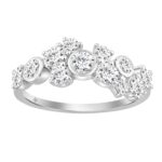 1.00CT Round Diamond Bezel Cluster Fashion Ring for Women in 14K White  Gold (Color F-G -Clarity VS1/VS2)