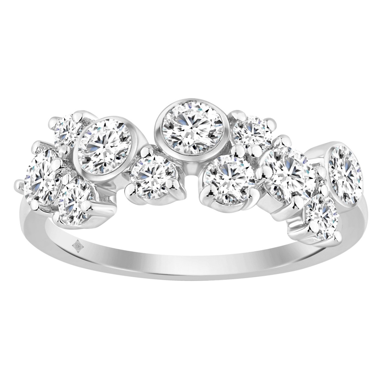 1.00CT Round Diamond Cluster Fashion Ring for Women in 14K White Gold (Color F-G -Clarity VS1/VS2) - Image 1