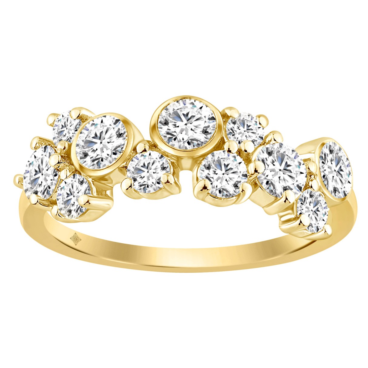 1.00CT Round Diamond Cluster Fashion Ring for Women in 14K Yellow Gold (Color F-G Clarity VS1/VS2) - Image 1