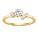 10K Yellow Gold 1/2CT Round Diamond Bezel Cluster Ring for Women (Color F-G -Clarity VS1/VS2)