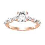 14K ROSE GOLD 1 3/4CT ROUND/MARQUISE DIAMOND LADIES RING (CENTER STONE ROUND DIAMOND 1CT )