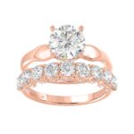 14K ROSE GOLD 3 5/8CT ROUND DIAMOND LADIES BRIDAL SET (CENTER STONE ROUND DIAMOND 2CT)