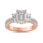 14K ROSE GOLD 3.00CT ROUND/EMERALD/CADILLAC DIAMOND LADIES RING (CENTER STONE EMERALD DIAMOND 2CT)