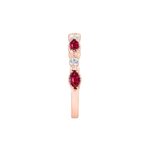14K ROSE GOLD 3/4CT ROUND/MARQUISE RUBY DIAMOND LADIES RING (CENTER STONE MARQUISE DIAMOND 1/2CT) - Image 3