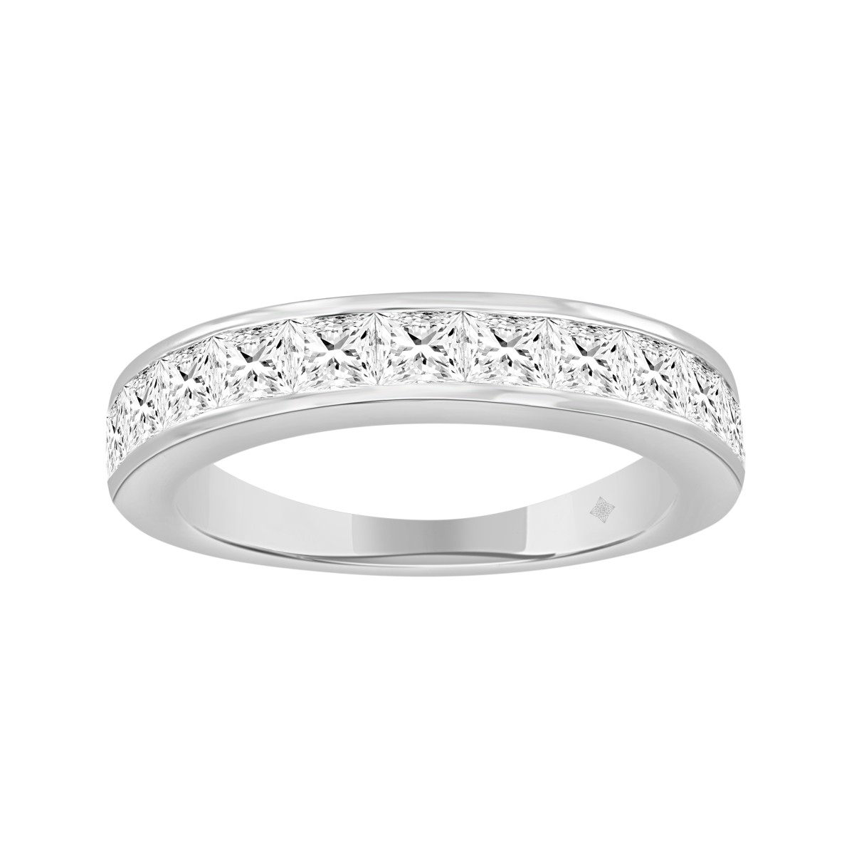 14K WHITE GOLD 1 1/2CT PRINCESS DIAMOND LADIES BAND - Image 1