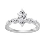 14K WHITE GOLD 1 1/2CT ROUND/MARQUISE DIAMOND LADIES RING (CENTER STONE MARQUISE DIAMOND 1CT)