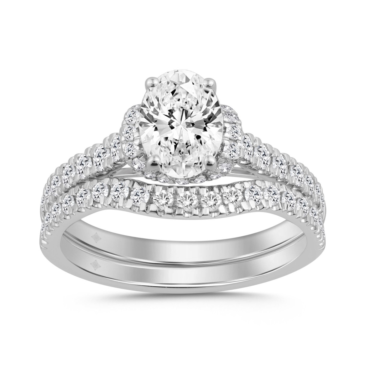 14K WHITE GOLD 1 1/2CT ROUND/OVAL DIAMOND LADIES BRIDAL SET - Image 1