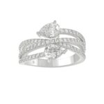 14K WHITE GOLD 1 1/2CT ROUND/PEAR DIAMOND LADIES RING (CENTER STONE PEAR DIAMOND 1CT)