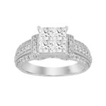 14K WHITE GOLD 1 1/2CT ROUND/PRINCESS DIAMOND LADIES RING