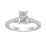 14K WHITE GOLD 1 1/2CT ROUND/RADIANT DIAMOND LADIES RING
