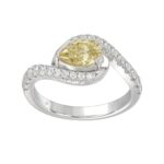 14K WHITE GOLD 1 1/2CT ROUND/YELLOW PEAR DIAMOND LADIES RING
