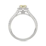 14K WHITE GOLD 1 1/2CT YELLOW CUSHION/ROUND DIAMOND LADIES BRIDAL SET (CENTER STONE YELLOW CUSHION  DIAMOND 1/10CT) - Image 2