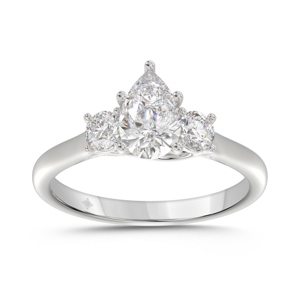 14K WHITE GOLD 1 1/3CT PEAR/ROUND DIAMOND LADIES RING (CENTER STONE PEAR DIAMOND 1CT) - Image 1