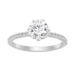 14K WHITE GOLD 1 1/3CT ROUND DIAMOND LADIES RING (CENTER STONE ROUND DIAMOND 1CT)