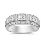 14K WHITE GOLD 1 1/4CT ROUND/BAGUETTE/PRINCESS DIAMOND LADIES BAND