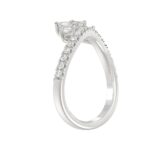 14K WHITE GOLD 1 1/4CT ROUND/KITE STEP CUT DIAMOND LADIES RING - Image 3