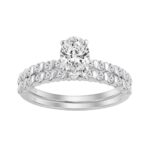 14K WHITE GOLD 1 1/4CT ROUND/OVAL DIAMOND LADIES BRIDAL SET (CENTER STONE OVAL DIAMOND 3/4CT)