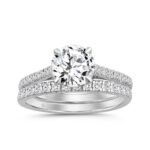 14K WHITE GOLD 1 3/4CT ROUND DIAMOND LADIES BRIDAL SET