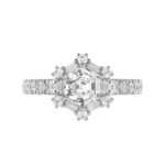 14K WHITE GOLD 1 3/4CT ROUND/BAGUETTE/HEZAGON STEP CUT DIAMOND LADIES RING - Image 5