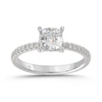 14K WHITE GOLD 1 3/4CT ROUND/CUSHION DIAMOND LADIES RING (CENTER STONE CUSHION DIAMOND 1 1/2CT)