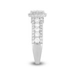 14K WHITE GOLD 1 3/4CT ROUND/EMERALD DIAMOND LADIES RING - Image 3