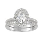 14K WHITE GOLD 1 3/4CT ROUND/OVAL DIAMOND LADIES BRIDAL SET (CENTER STONE OVAL DIAMOND 1CT)
