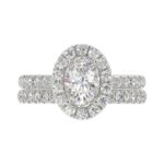 14K WHITE GOLD 1 3/4CT ROUND/OVAL DIAMOND LADIES BRIDAL SET (CENTER STONE OVAL DIAMOND 1CT) - Image 5