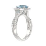 14K WHITE GOLD 1 3/4CT ROUND/PEAR DIAMOND LADIES RING (CENTER STONE PEAR BLUE DIAMOND 1CT) - Image 4