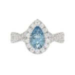 14K WHITE GOLD 1 3/4CT ROUND/PEAR DIAMOND LADIES RING (CENTER STONE PEAR BLUE DIAMOND 1CT) - Image 2