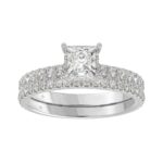14K WHITE GOLD 1 3/4CT ROUND/PRINCESS DIAMOND LADIES BRIDAL SET (CENTER STONE PRINCESS DIAMOND 1CT)