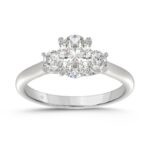 14K WHITE GOLD 1 3/8CT OVAL/ROUND DIAMOND LADIES RING (CENTER STONE OVAL DIAMOND 1CT)