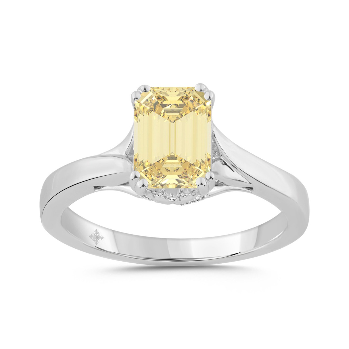 14K WHITE GOLD 1 5/8CT ROUND/YELLOW EMERALD DIAMOND LADIES RING (CENTER STONE YELLOW EMERALD DIAMOND 1 1/2CT) - Image 1