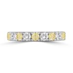 14K White Gold 1.00 CT Round Yellow & White Diamond Alternating Band Ring - Image 2