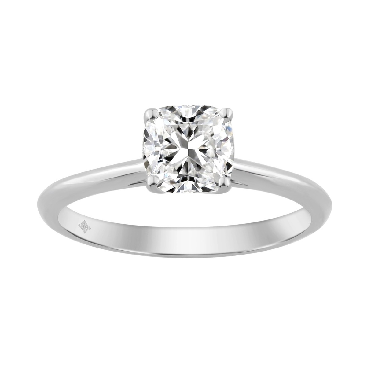 14K WHITE GOLD 1.00CT CUSHION DIAMOND LADIES RING - Image 1