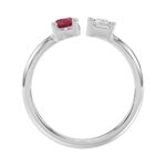 14K WHITE GOLD 1.00CT EMERALD/PEAR RUBY DIAMOND LADIES RING - Image 5